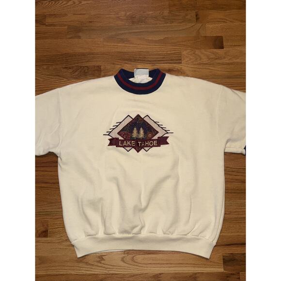 VTg 90s Lake Tahoe Ski Sweatshirt Womens Crewneck Pullover Size Large ? USA Made - Picture 3 of 10